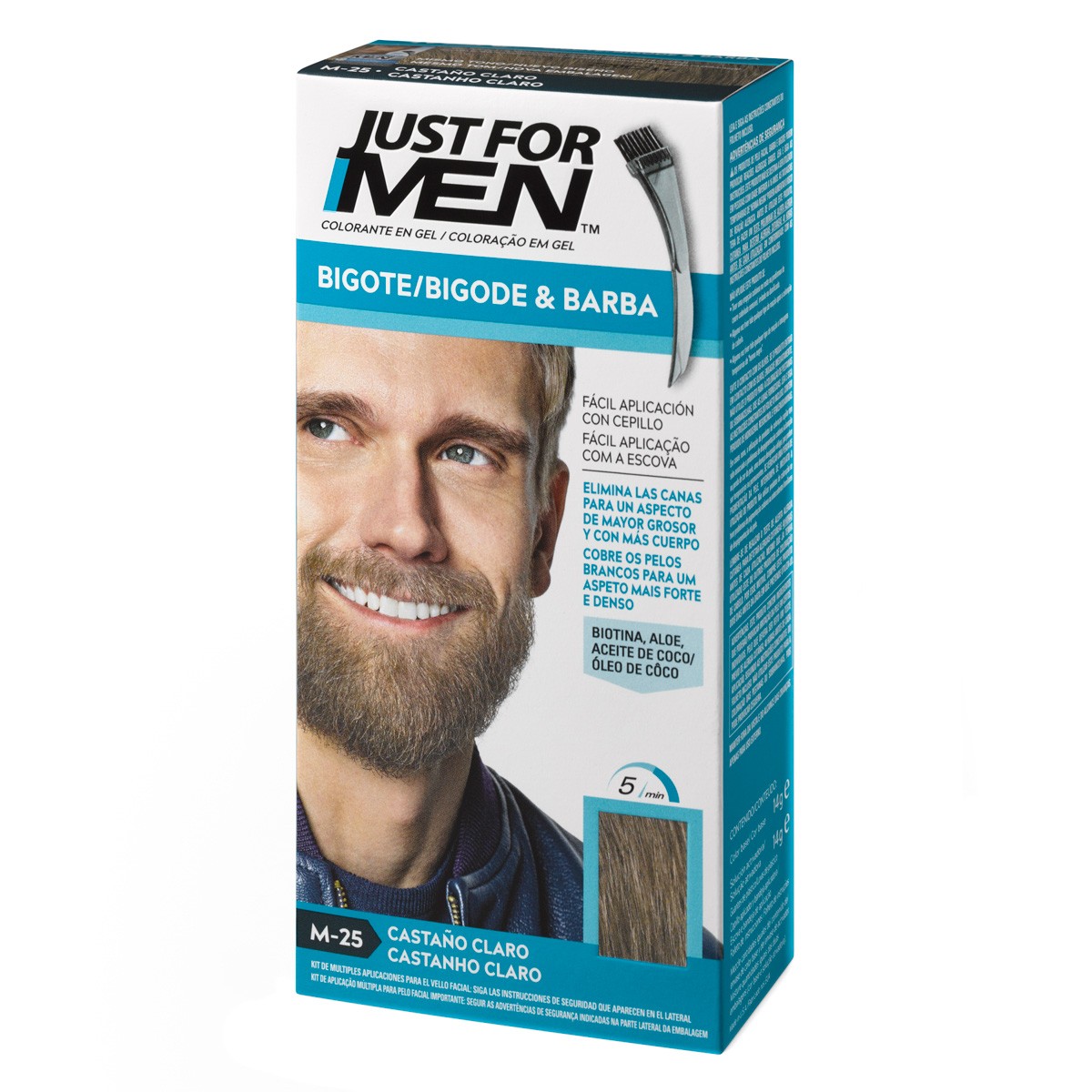 Just for men bigote y barba colorante en gel castaño claro